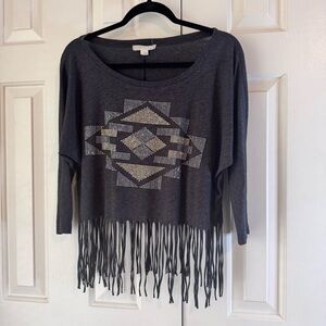 Forever 21 Boho Fringe Top Size Medium